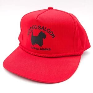 Vintage Red Dog Saloon Juneau Alaska Hat Red Snapback‎ Rope Cap Headliners IAAC